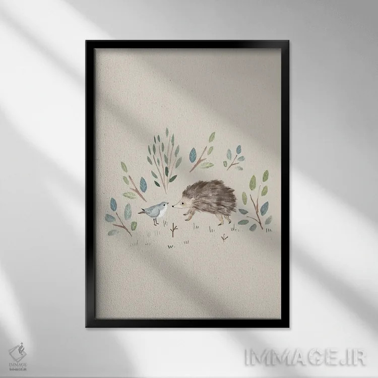 تابلو حیوانات بامزه اثر برنادت اوربانویک - نمای قابدار مشکی