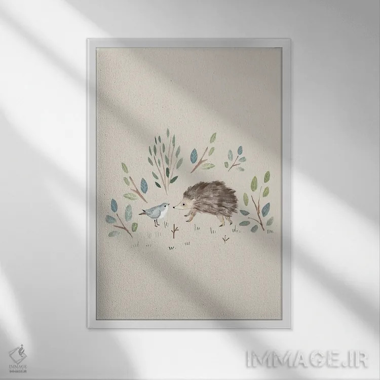 تابلو حیوانات بامزه اثر برنادت اوربانویک - نمای قابدار سفید