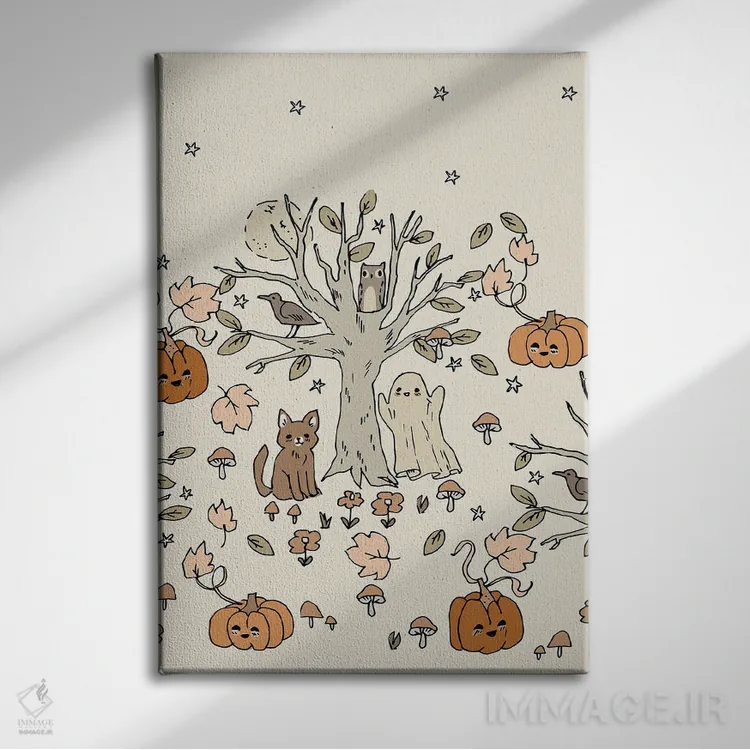 تابلو درخت هالووین اثر برنادت اوربانویک - نمای روبهرو روی دیوار