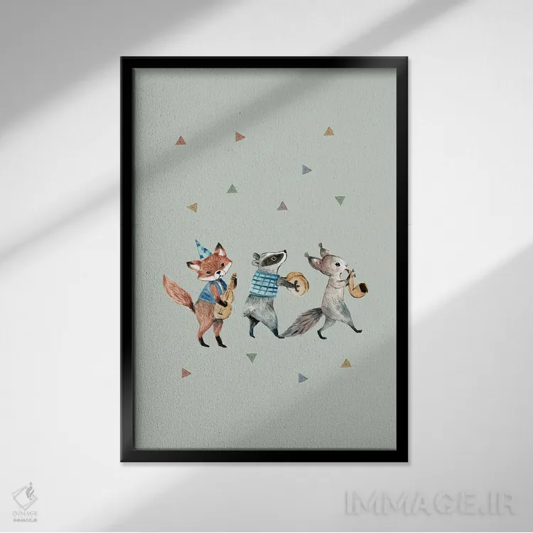 تابلو جشنواره در جنگل اثر برنادت اوربانویک - نمای قابدار مشکی