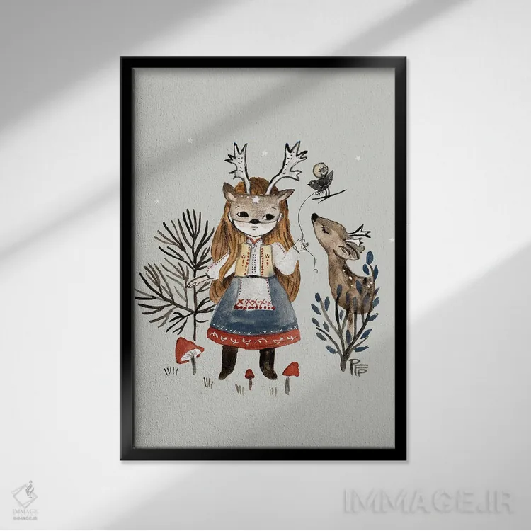 تابلو دختر قصههای عامیانه اثر برنادت اوربانویک - نمای قابدار مشکی