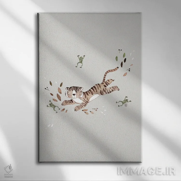 تابلو ببر جهنده اثر برنادت اوربانویک - نمای روبهرو روی دیوار