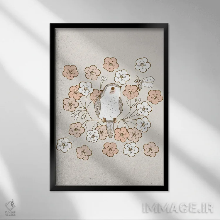 تابلو شکوفههای گیلاس اثر برنادت اوربانویک - نمای قابدار مشکی