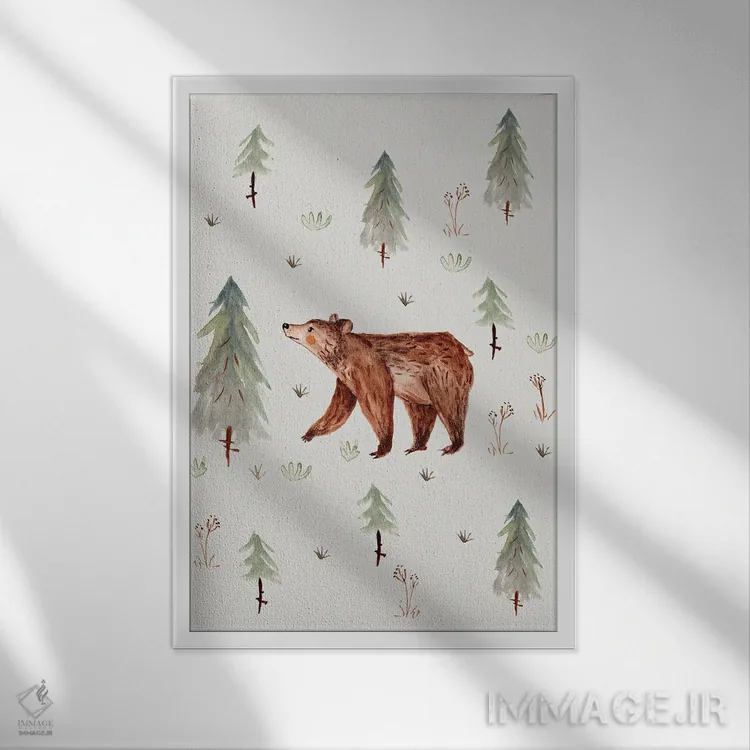 تابلو خرس اثر برنادت اوربانویک - نمای قابدار سفید