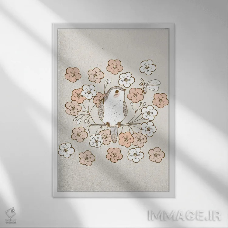 تابلو شکوفههای گیلاس اثر برنادت اوربانویک - نمای قابدار سفید