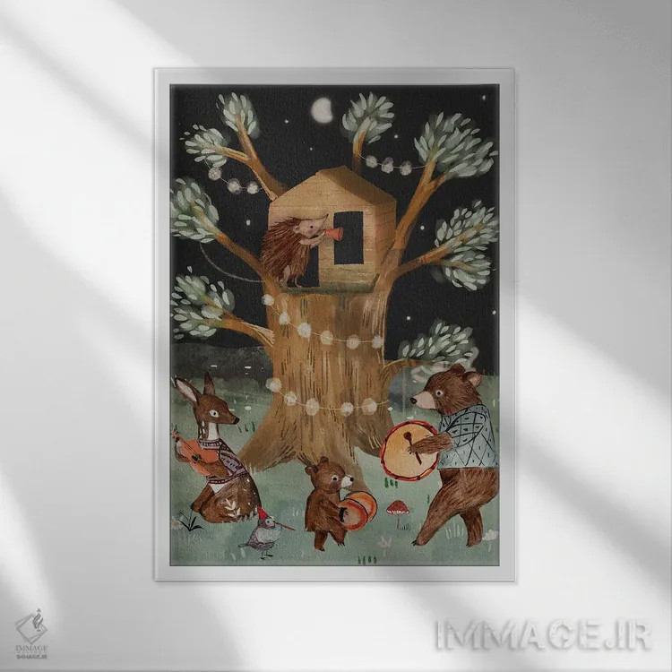 تابلو خانهٔ درختی اثر برنادت اوربانویک - نمای قابدار سفید