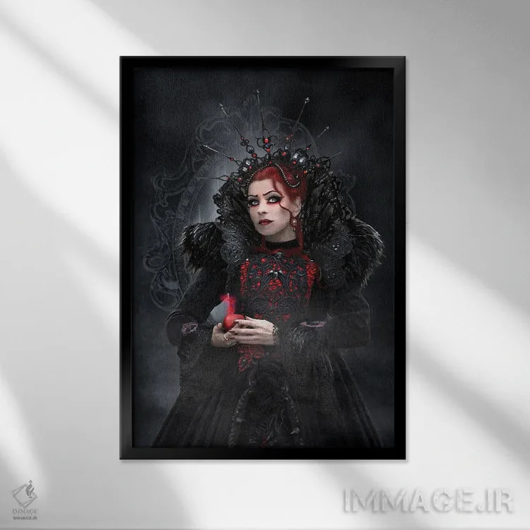 تابلو ملکهٔ شرور اثر بابت ون دن برگ - نمای قابدار مشکی