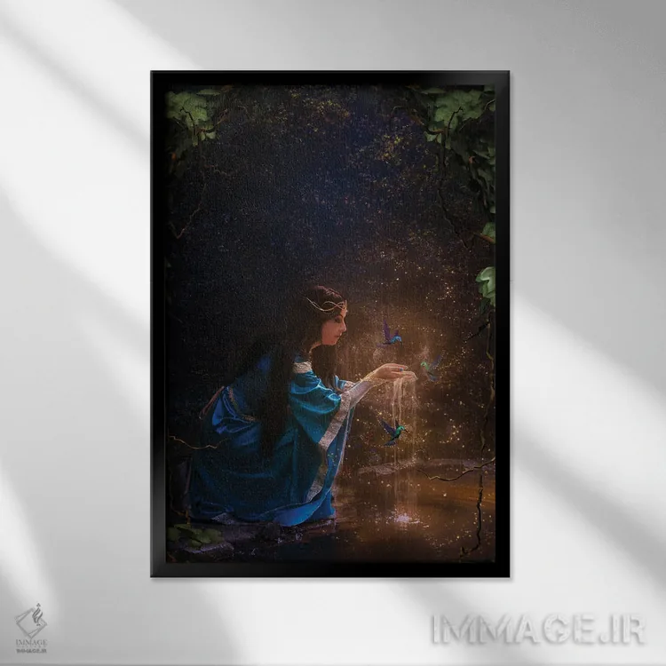 تابلو بانوی دریاچه اثر بابت ون دن برگ - نمای قابدار مشکی