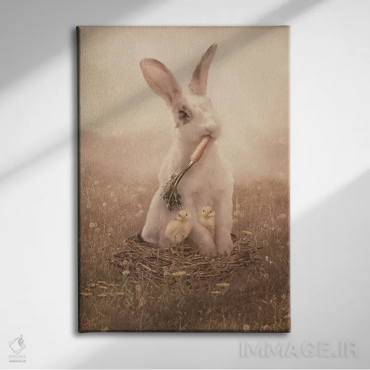 تابلو خرگوش عید پاک اثر بابت ون دن برگ - نمای روبهرو روی دیوار