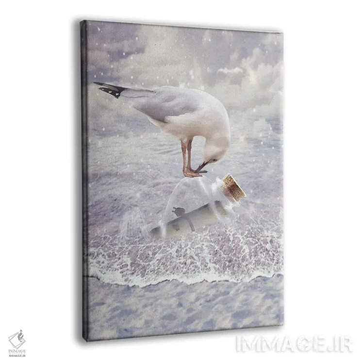 تابلو بطری و مرغ دریایی اثر بابت ون دن برگ - نمای پرسپکتیو محصول