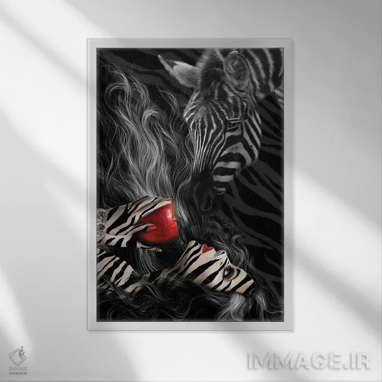 تابلو زمان گورخر اثر بابت ون دن برگ - نمای قابدار سفید