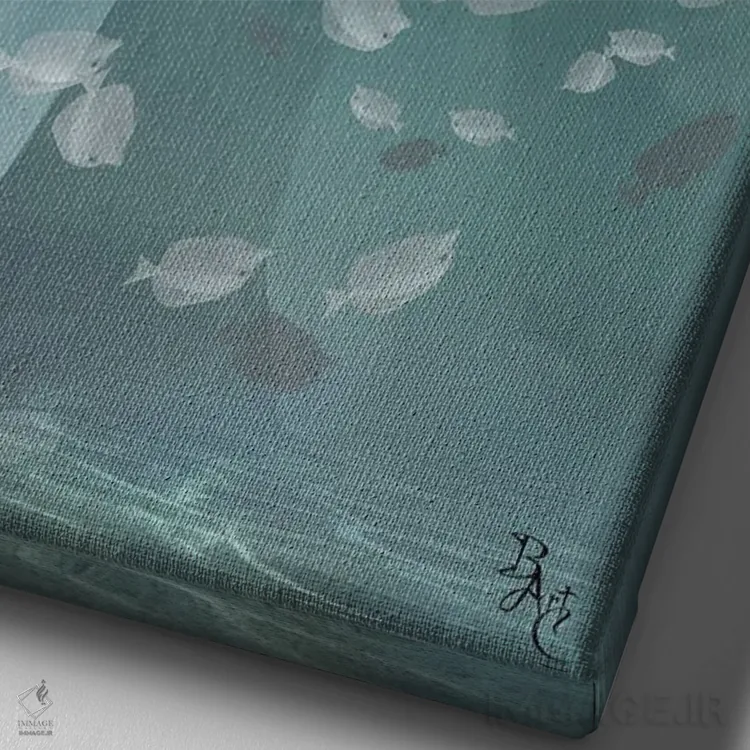 تابلو ماهیهای مزخرف اثر بابت ون دن برگ - نمای نزدیک بافت بوم