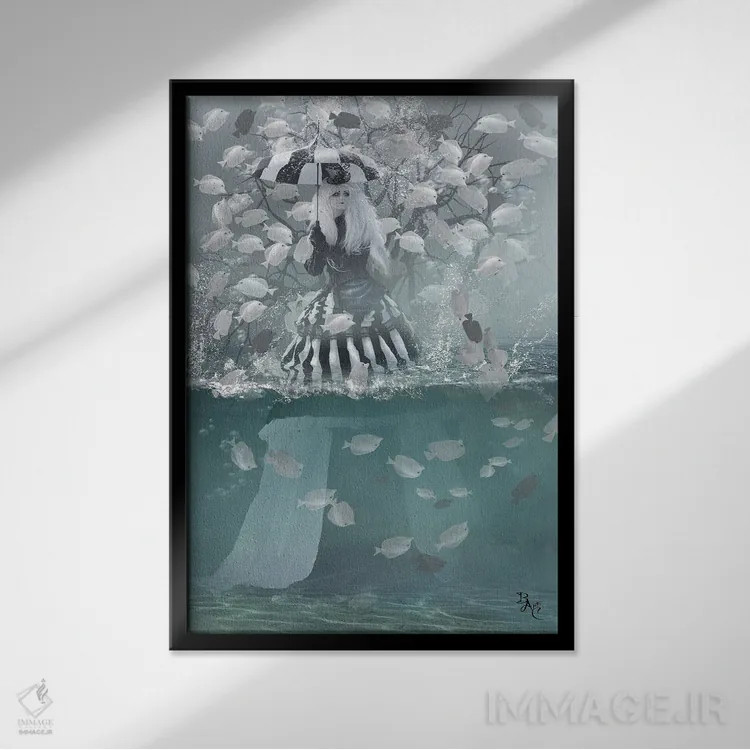 تابلو ماهیهای مزخرف اثر بابت ون دن برگ - نمای قابدار مشکی