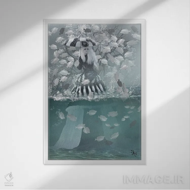 تابلو ماهیهای مزخرف اثر بابت ون دن برگ - نمای قابدار سفید