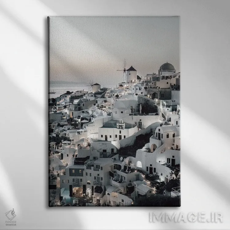 تابلو Santorini,غروب در اویا، سانتورینی (یونان) اثر بلا ایو - نمای روبهرو روی دیوار