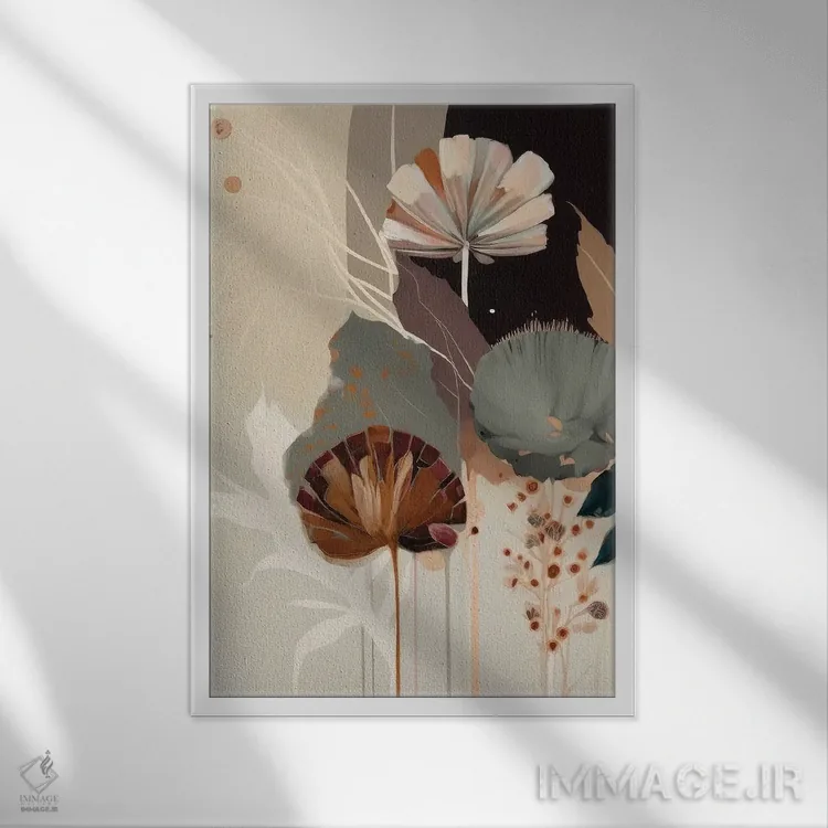 تابلو شکوفهٔ ارگانیک اثر بلا ایو - نمای قابدار سفید