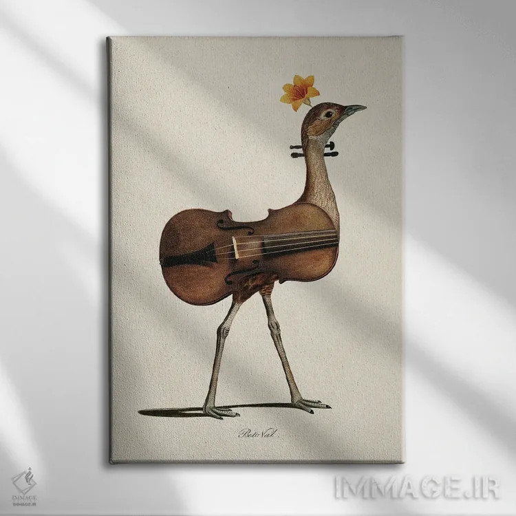 تابلو پرندهٔ موسیقیدوست اثر بتو وال - نمای روبهرو روی دیوار