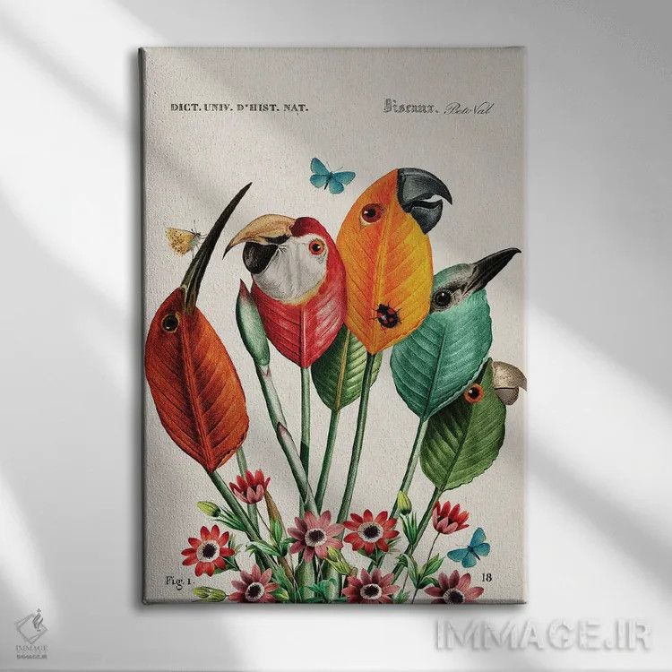 تابلو پرندگان برگ اثر بتو وال - نمای روبهرو روی دیوار