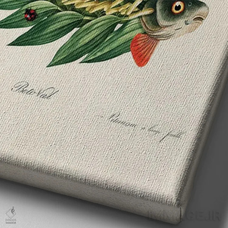 تابلو ماهیهای برگ اثر بتو وال - نمای نزدیک بافت بوم