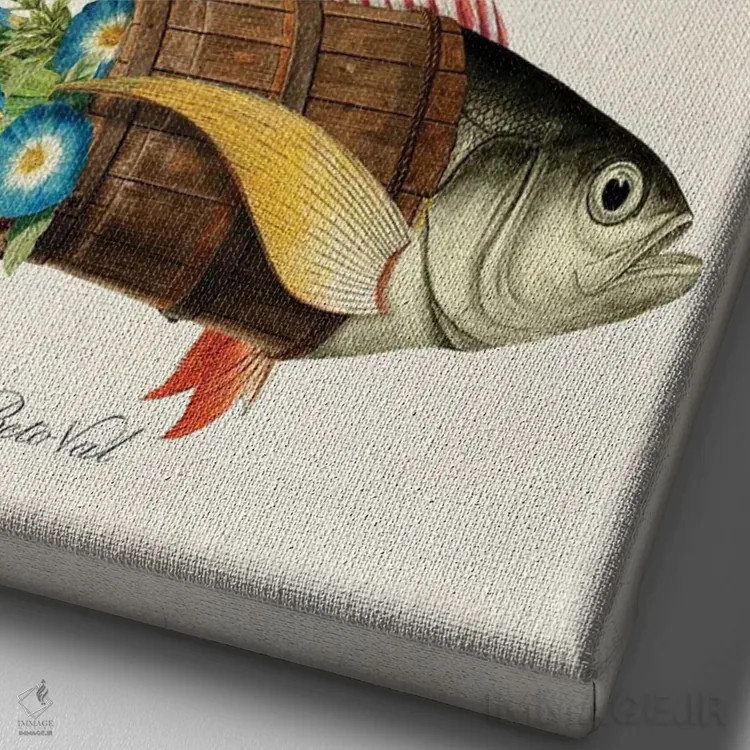 تابلو ماهی گلی اثر بتو وال - نمای نزدیک بافت بوم