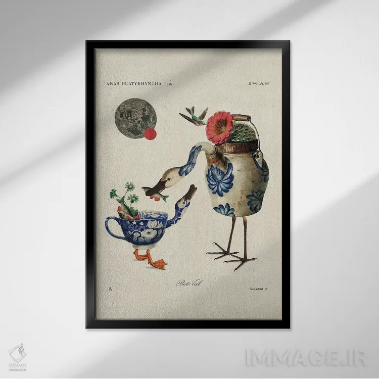 تابلو مادر و پسر اثر بتو وال - نمای قابدار مشکی