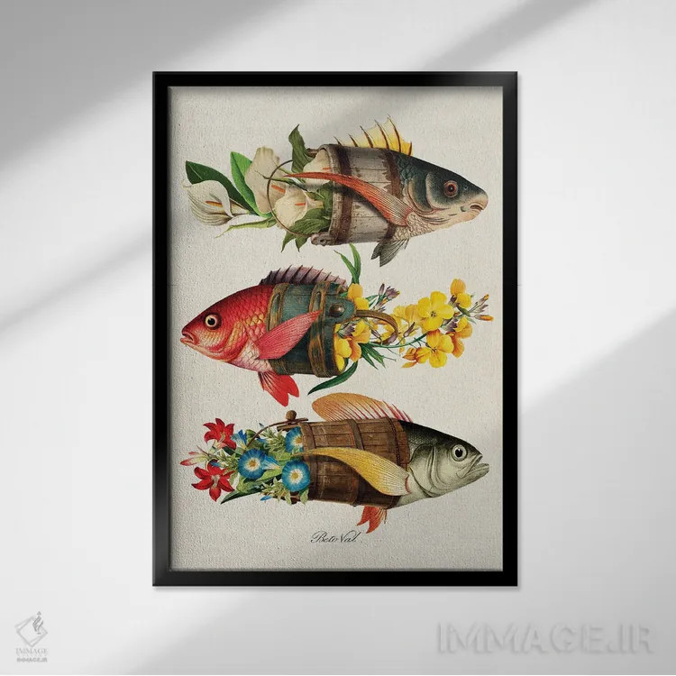 تابلو ماهی گلی اثر بتو وال - نمای قابدار مشکی