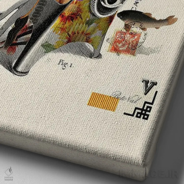 تابلو زرافه چاپگر اثر بتو وال - نمای نزدیک بافت بوم