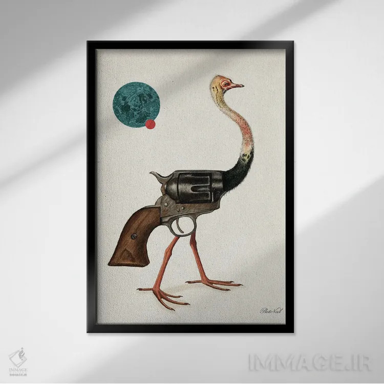 تابلو پرندهٔ تفنگی اثر بتو وال - نمای قابدار مشکی