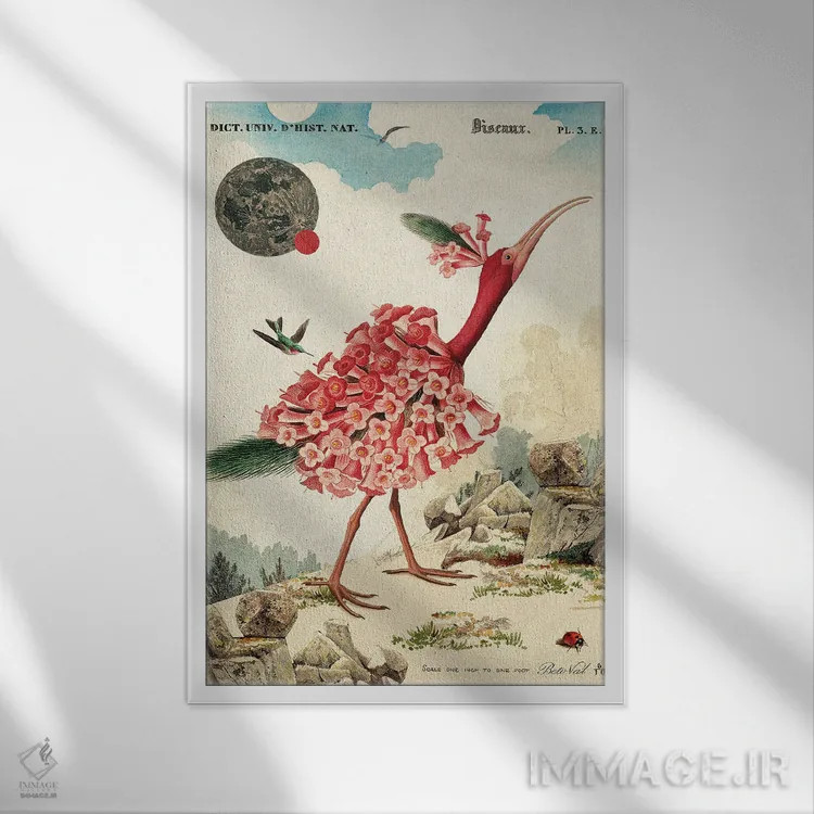 تابلو گل فلامینگو اثر بتو وال - نمای قابدار سفید