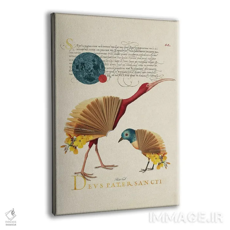 تابلو پرندگان کتابی اثر بتو وال - نمای پرسپکتیو محصول