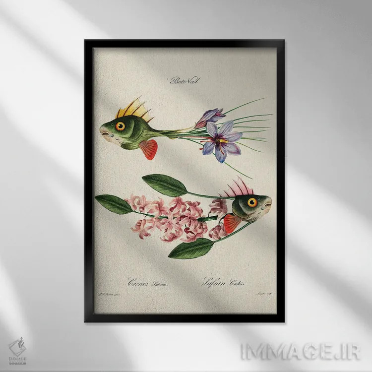 تابلو گل ماهی اثر بتو وال - نمای قابدار مشکی