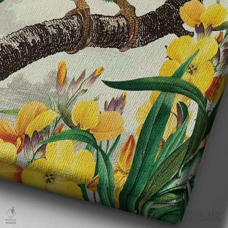 تابلو پرنده آکواریومی اثر بتو وال - نمای نزدیک بافت بوم