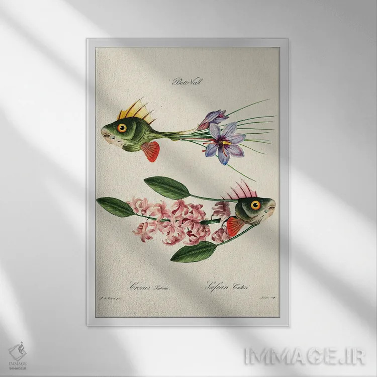 تابلو گل ماهی اثر بتو وال - نمای قابدار سفید