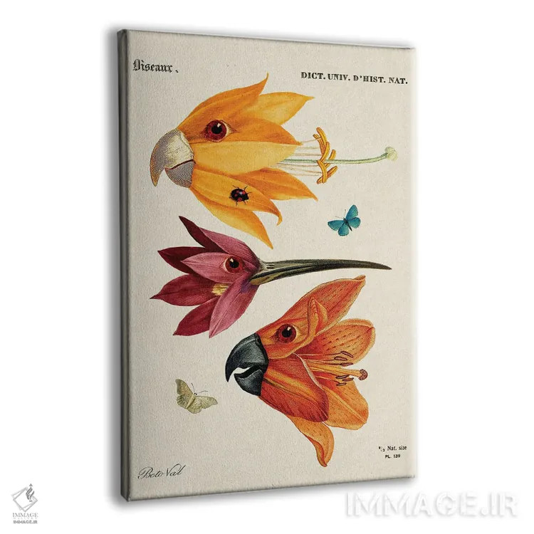 تابلو پرندگان گلی اثر بتو وال - نمای پرسپکتیو محصول