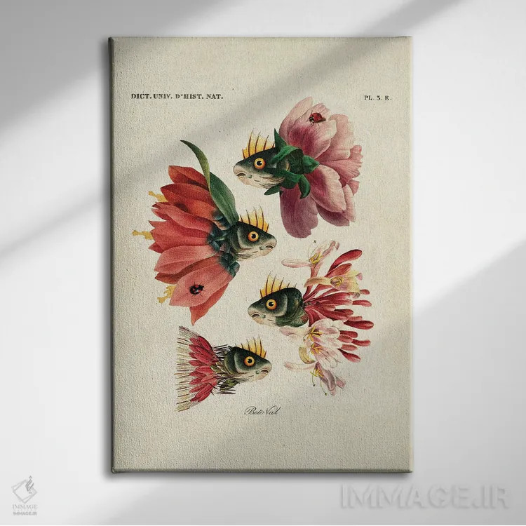 تابلو ماهیهای صورتی اثر بتو وال - نمای روبهرو روی دیوار