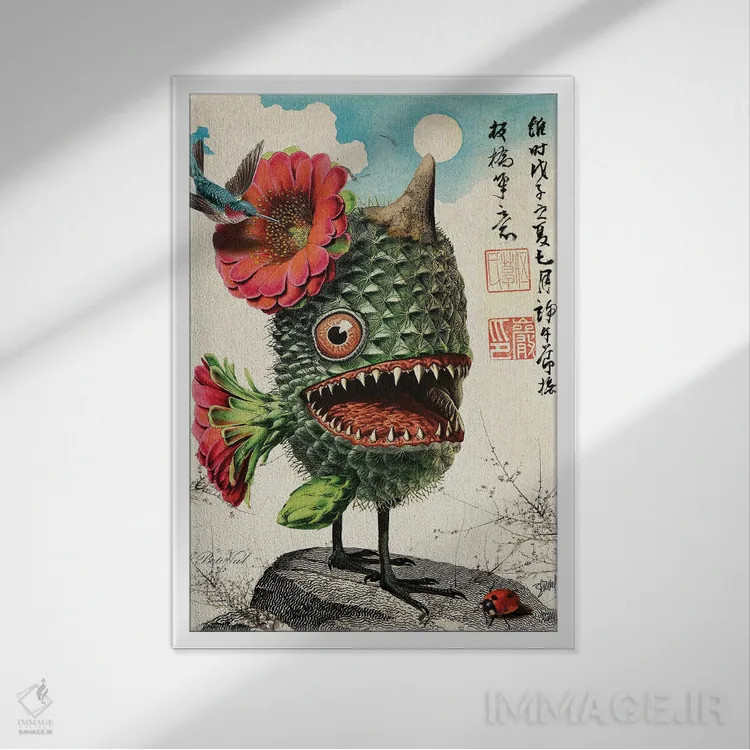 تابلو هیولای کاکتوسی اثر بتو وال - نمای قابدار سفید