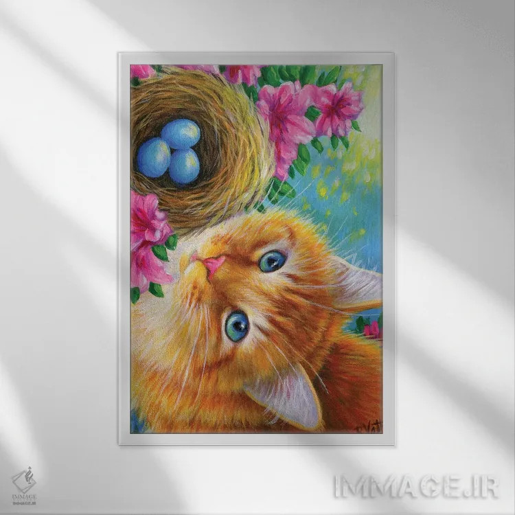 تابلو تخممرغهای کوچک آبی اثر بریجت واث - نمای قابدار سفید