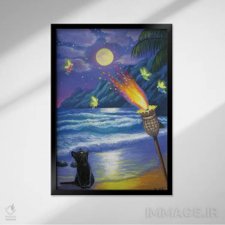 تابلو پریهای مشعل تیکی اثر بریجت واث - نمای قابدار مشکی