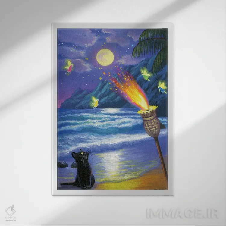 تابلو پریهای مشعل تیکی اثر بریجت واث - نمای قابدار سفید