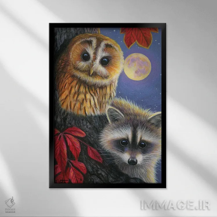 تابلو دوستان مهتابی اثر بریجت واث - نمای قابدار مشکی