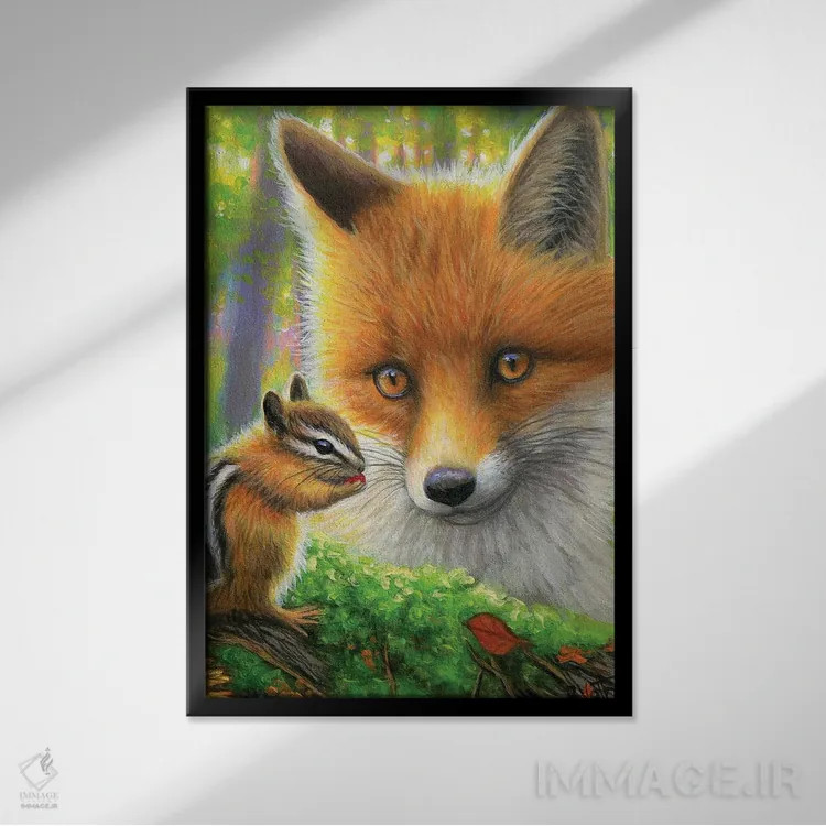 تابلو دوست جدیدی برای روباه کوچولو اثر بریجت واث - نمای قابدار مشکی