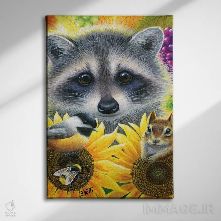 تابلو دوستان آفتابگردان اثر بریجت واث - نمای روبهرو روی دیوار