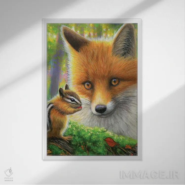 تابلو دوست جدیدی برای روباه کوچولو اثر بریجت واث - نمای قابدار سفید