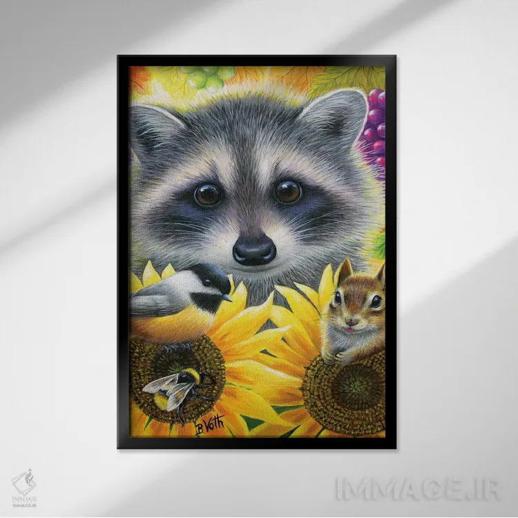 تابلو دوستان آفتابگردان اثر بریجت واث - نمای قابدار مشکی