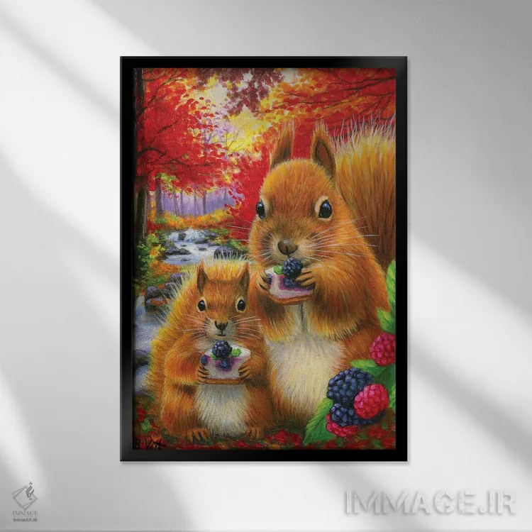 تابلو روزهای تمشک ۳ اثر بریجت واث - نمای قابدار مشکی