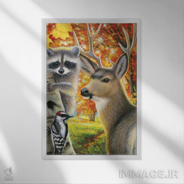 تابلو پاییز در جنگل اثر بریجت واث - نمای قابدار سفید