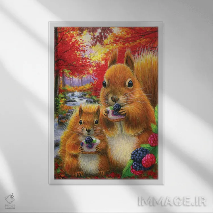 تابلو روزهای تمشک ۳ اثر بریجت واث - نمای قابدار سفید