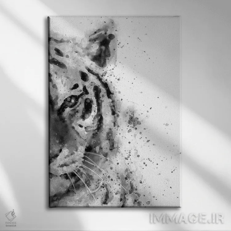 تابلو ببر در حالت آمادهباش اثر براندون وانگ - نمای روبهرو روی دیوار