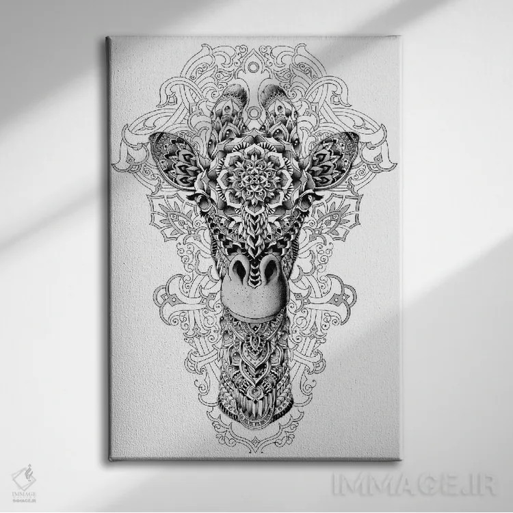 تابلو زرافه اثر بیوورکز - نمای روبهرو روی دیوار