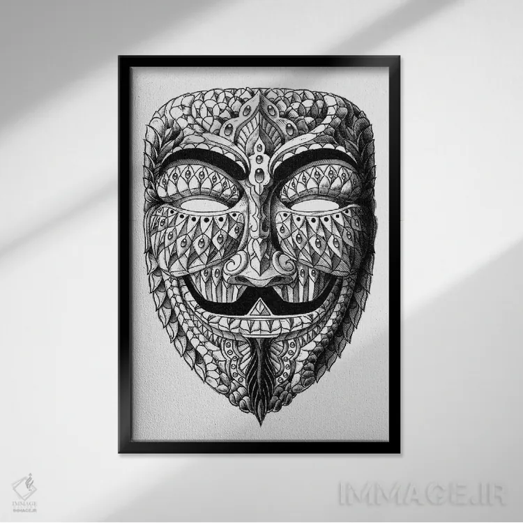 تابلو نقاب ناشناس اثر بیوورکز - نمای قابدار مشکی